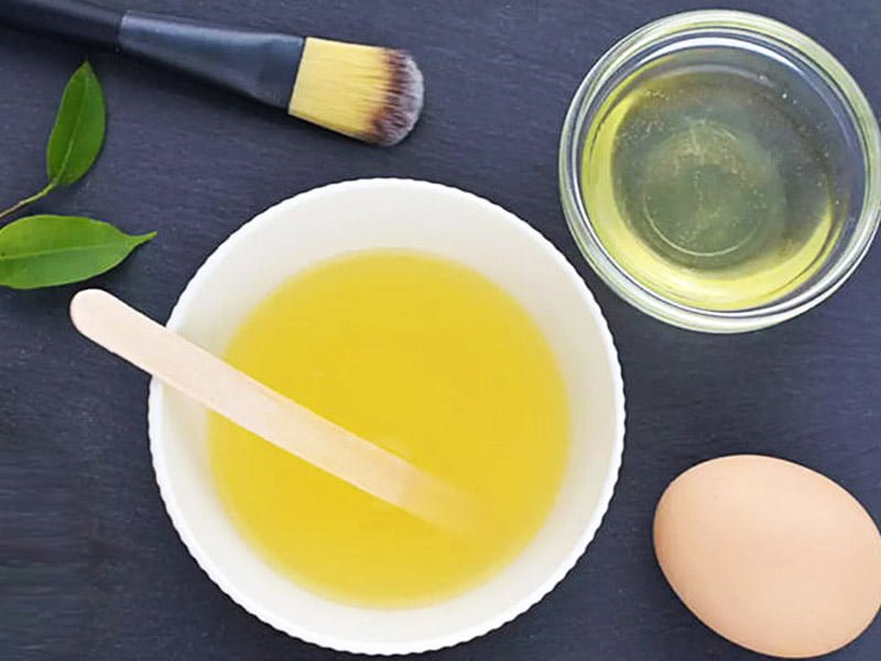 Egg – castor oil – lemon juice hair pack mask: 